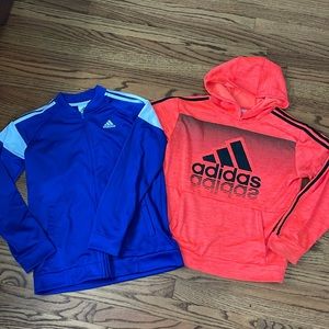 Set of 2 adidas hoodie/zip up, size 14/16 L, see all pics!